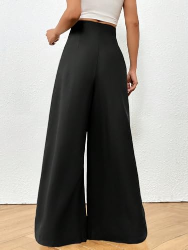 SECOLI Women's 2024 Casual Black Pants High Waist Wide Leg Pants2