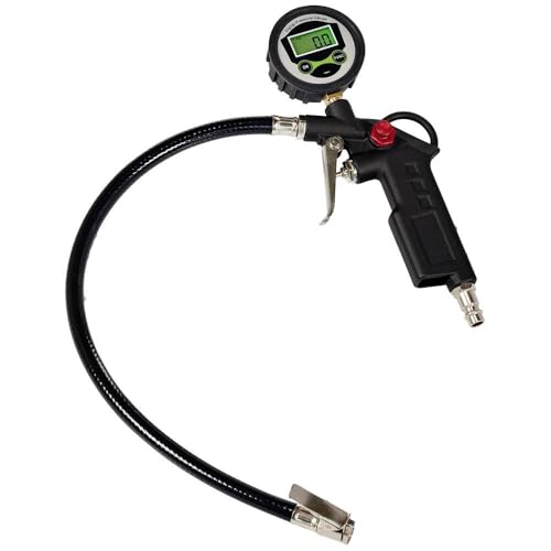 Original Einhell Reifenfüllmesser digital (Kompressor-Zubehör, digitales Manometer, Arbeitsdruck 0 - 13 bar, Ablassventil, 40 cm Schlauch)