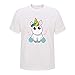 Los hombres y las mujeres pueden usar una camiseta de manga corta de verano 3D lindo unicornio cuello redondo cómodo elástico transpirable jersey de poliéster suelto Blanco blanco XXL
