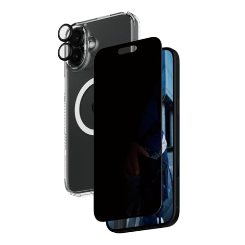 Verre blindé iPhone 16 Plus anti-espion vitre de protection écran verre trempé 3 en 1