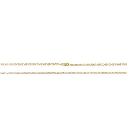 Floreo 10k Tri-Color Gold 2.5mm Valentino Link Chain Bracelet or Anklet3