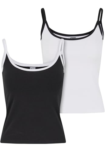 Urban Classics Damen T-Shirt 95% Baumwolle, 5% Elastan schwarz/weiß+weiß/schwarz XL