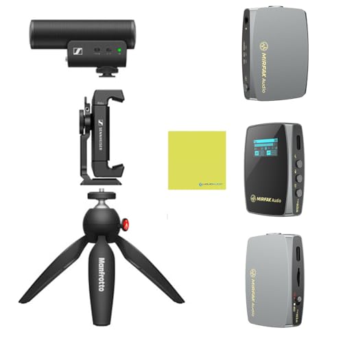 Liquid Audio Sennheiser Microphone MKE 400 Mobile Kit Bundle with Mirfak Audio WE10 Pro Dual-Channel Wireless Microphone System Polishing Cloth