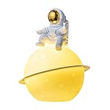 PUXZYAX Luce lunare 3D a forma di astronauta, luce lunare a LED che illumina la scrivania della camera da letto dei bambini. Decorazione notturna forma di, Oro, 9.8x9.5x12.1 cm