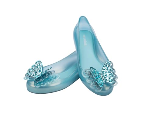 Melissa Mini Sweet Love Fly Ballet Flats for Kids, Pearly Blue, 134