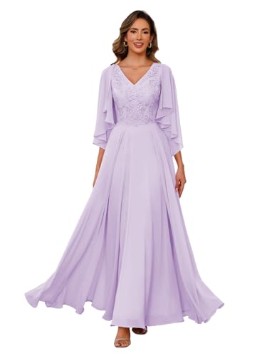 Clothfun Chiffon Mother of The Bride Dress 2025 Lace Applique Long Formal Party Dress with Jacket CY147