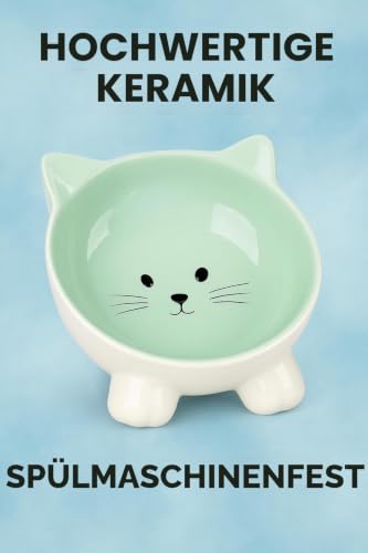 Katzennapf Keramik – 125 ml Ø13,8 cm – Elegante Schale für Katzen in Grau – Flamingo Katzennapf Puzi Grau
