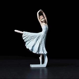 Dartsz Ballerina Girl Figurines Ballet Dancer Statue Art Sculpture Figure Resin Home Decoration Desk Ornament, Statuette for Your Desk/Bookshelf/Dinning Table (Blue), 14X4.5X24.5cm