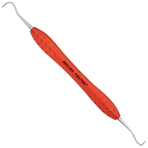 Professional Dental Tools Tartar Scraper for Dentist, Personal Use and Pets Plaque Remover for Teeth, Premium Oral Care Double Ended Dental Scaler | U5/33 Stainless Steel (Orange, Silicon Handle)
