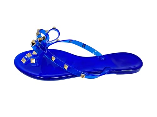 Image of TOP Moda Womens Studded Jelly Flip Flops Sandals with Bow