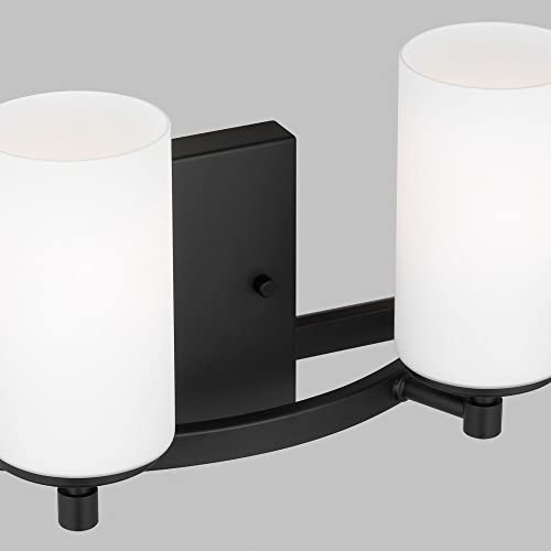 Image of Generation Lighting 2-Light Alturas Contemporary Bath Fixture Wall Lamp Midnight Black 4424602-112 | Bathroom Light Fixture for Home Decor | Wall Sconce Vanity Light Fixture and Bathroom Accessory