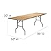 Flash Furniture Fielder 8' Rectangular All-Occasion Birchwood Folding Event Table, Foldable Portable Banquet Table with Wooden Top, Natural/Silver