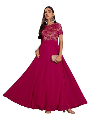 Robe longue femme manches mi-longues col rond Miss Chase