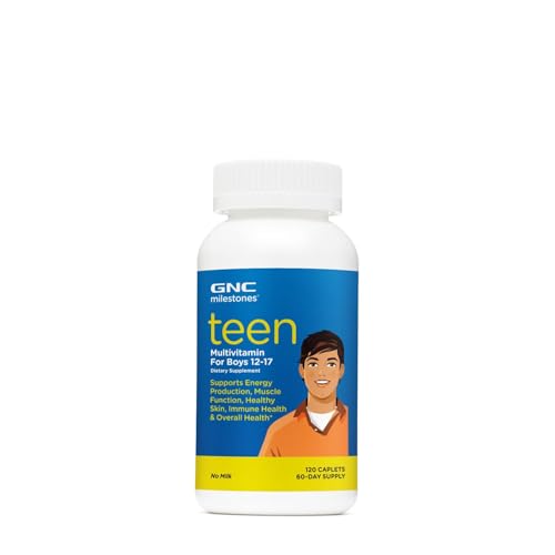 GNC Milestones Teen Multivitamin for Boys 12-17, Supports Energy Production and Muscle Function,120