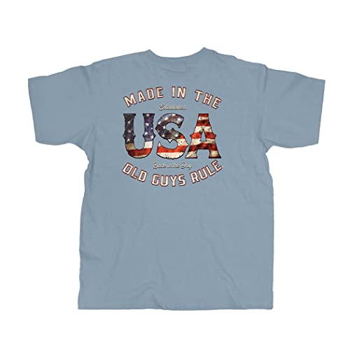 OLD GUYS RULE Men's Graphic T-Shirt, Made in The USA - 4th of July, Veterans Day, Memorial Day - Novelty Patriotic Summer Tee