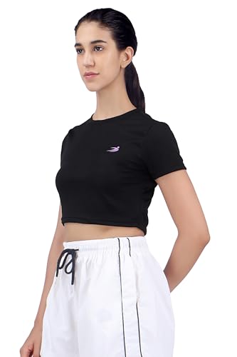 Image of Amazon Brand - INKAST Women Solid Fitted T-Shirt | Active Wear Crop Tops | Casual Sport Wear | Gym | Training | Running | Workout | Crew Neck
