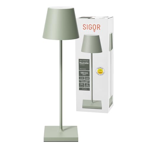 SIGOR Nuindie - Dimmbare LED Akku-Tischlampe Indoor & Outdoor, IP54...