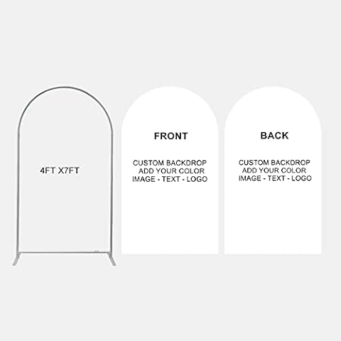 Custom Chiara Backdrop Arch Wall Set Metal Arch Stand Frame + Fabric Backdrop Cover, Birthday Wedding Party Decoration Shower Photo Wall, 4FT X 7FT Cover