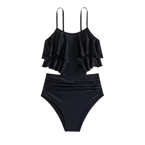 Traje de baño de 2 piezas para niñas conjunto de bikini floral juvenil para playa