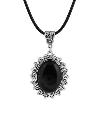 Sacina Gothic Black Teardrop Victorian Necklace, Gothic Goth Necklace, Black Goth Jewelry, Halloween Christmas Jewelry Gift for Women