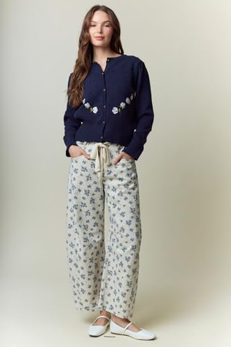 Hey Sweetie Women's Floral Printed Denim Pants – Waist Tie Detail Vintage-Inspired High Waist Jeans4