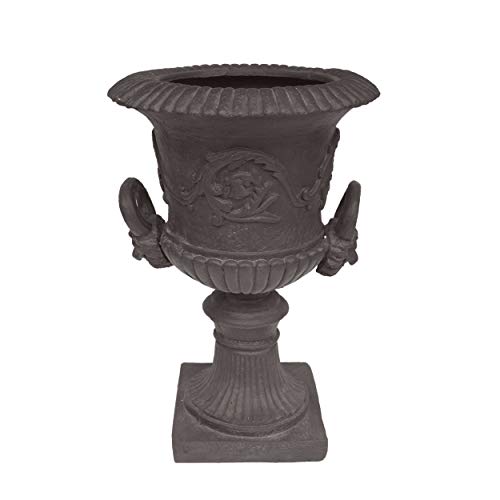 Great Deal Furniture JOA Chalice Garden Urn Planter, Roman, Botanical, Antique Gray Lightweight Concrete