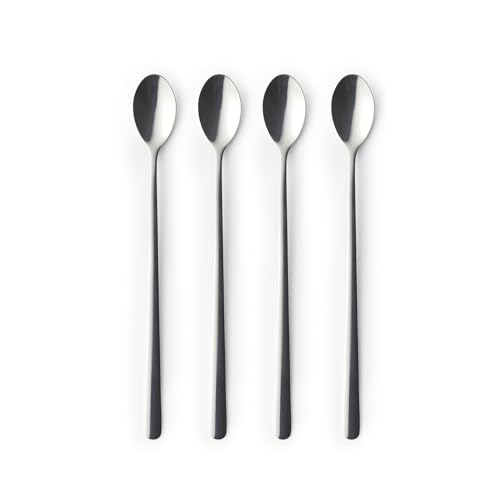 Juego de Cucharas para Latte de 4 Piezas Russell Hobbs - Vienna, Cucharas de Café de Mango Largo de 22 cm, Acero Inoxidable 18/0, Aptas para Lavavajillas, Helado, Postre, Espresso, Té
