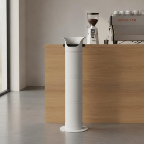 Image of Commercial Coffee Grounds Waste Bin Tall Coffee Knock Box Cylindrical Espresso Knock Bin Countertop for Baristas, Cafe Owners, Pubs, Black White Line