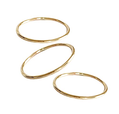 Gold Stacking Rings | Set Of Three In 14K Gold Fill | 1Mm Thin Round Rings | Toe Ring Or Finger Rings (3) #TOP3
