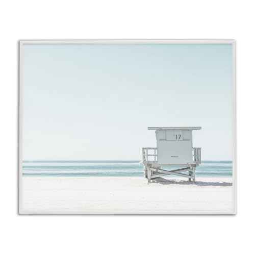 Stupell Industries Sun Bleached Blue Coast Lifeguard Shelter Summer Photography