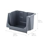 IRIS USA Open Front Storage Bins, Large - 3 Pack, Heavy Duty Garage Storage, Stackable Storage Bins, Tools Hose Household Product Sporting Goods, Wide Open Front, Interlocked Secure Stacking, Gray - Image 2