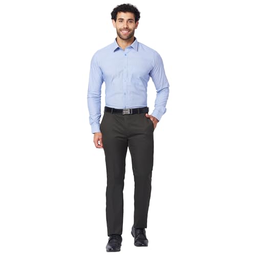 Image of Raymond Men's Slim Fit Pure Cotton Structure Pattern Semi Cutaway Collar Full Sleeve Formal Shirt