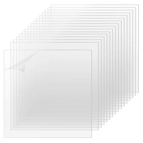 Image of TKOnline 16 PCS Plexiglass Sheets, 8 inch x 8 inch x 0.02 Clear PET Sheet Panels, Clear Acrylic Plastic Sheet for Picture Frame, Invitations, Poster Frames Plastic Board