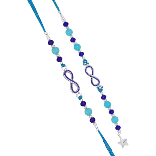 Image of Mahi Bhaiya Bhabhi Rakhi Set with Crystals and Meenakari Work Bracelet Style Lumba - Rakhi for Brother and Bhabhi(PARCOL1105339PR)