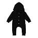 GRNSHTS Baby Boys Girls Black Snap Long Sleeve Hoodie Onesie Jumpsuit (Black, 70/0-3 Months)