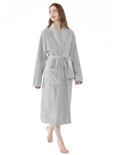 Image of Soft Robe For Women,Warm Plush Bath Robes Female,Spa Towel After Shower Lightweight Long Bathrobe