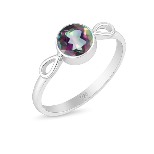 Bague en topaze mystique en argent sterling 925 pour femme et homme, bague de mariage de style vintage, bague faite à la main RB-03-MYST-12