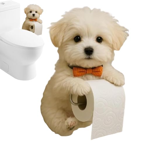 Toilet Paper Holder - Practical Paper Towel Holder, Dog Shaped Design Space Saving Rack for Small Spaces Kitchen Counter Farmhouse Home Cottage Bathroom