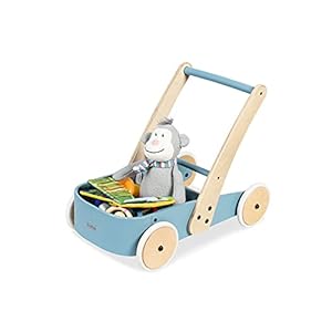 Pinolino ‘Fiete’ Learn-Walking wagen met goed doordacht remsysteem, stabiel, blauw
