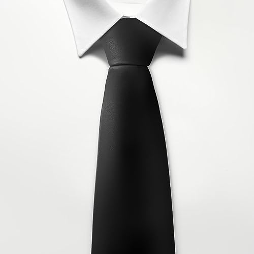 Image of Men's Classic Satin 3.15 inch Soild Color Necktie Wedding Business Tie & Gift Box