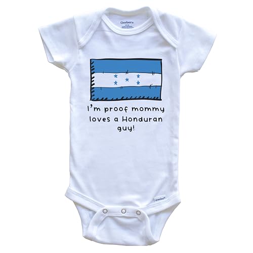 Image of I'm Proof Mommy Loves A Honduran Guy Honduras Flag One Piece Baby Bodysuit