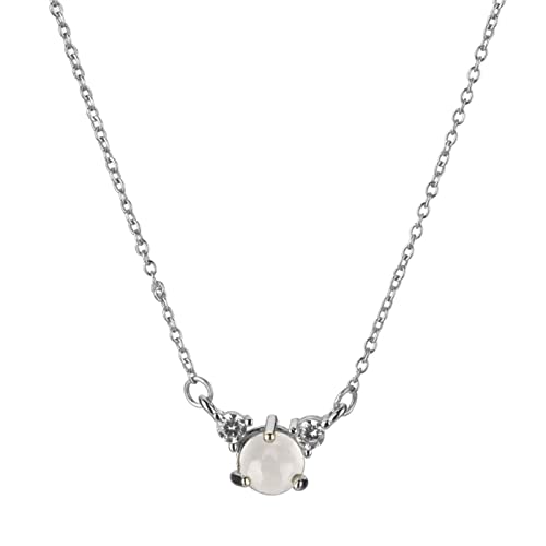 Collier en argent 925 et pendentif lune en zircon pour femme