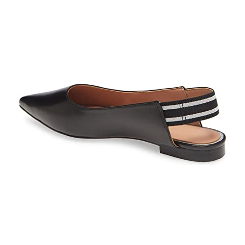 Fowt Spring Comfort Slingback Pointed Toe Elastic Back Strap Black Flats Shoes Women Concise Shallow Slip-On Mules Concise Daily Traval Shoes, Us Size 8.5 M #TOP4