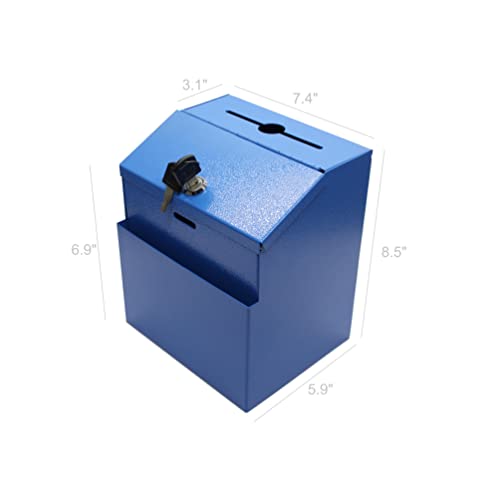 Fixturedisplays® Blue Metal Donation Suggestion Key Drop Box Express Checkout Comments Sales Lead Box 11118-Blue-Fba #TOP3