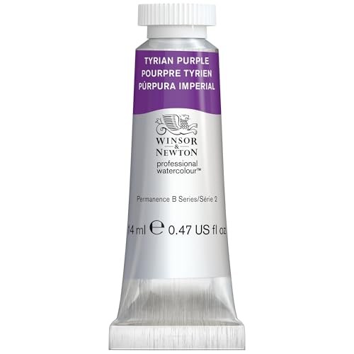 Winsor & Newton 0105419 Professional Watercolour - Tyrian Purple, tubka 14 ml – farba akwarelowa, żywe kolory w jakości artystycznej, wysoki połysk i jasność kolorów, odporność na światło
