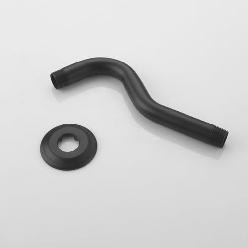 HAMOLER 8 Inch Shower Arm with Flange S Shaped Wall Mount Extension Pipe Stainless Steel Shower Head Extension Replacement, Matte Black by HAMOLER - Used condition - Image 7