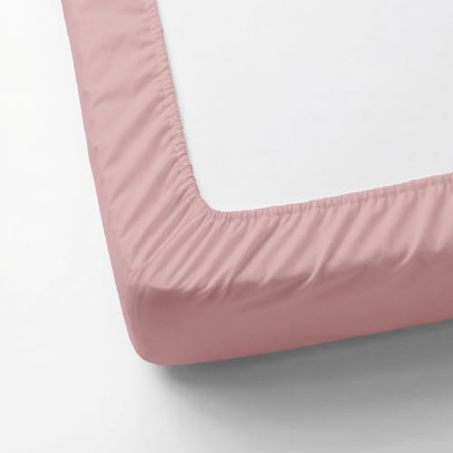 Image of Blue Dahlia 100% Cotton, King Size /Double, Elastic Fitted Bedsheet (72 inchx78 inch) + 2 Pillow Covers, Percale Weave, Fits Upto 10 inch Mattress, 200TC Solid Premium Bedsheet, Colour: Soft Pink