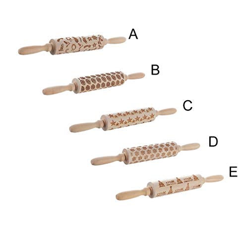 Graysky Wooden Christmas Embossed Rolling Pin, Premium 3D Engraved Carved Xmas Symbol Embossing Wood Dough Roller For Baking Dough, Chapati, Pizza, Pie, Fondant, Pastries, Waffles, Pasta And Cookies #TOP3