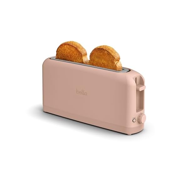   bella-2-Slice-Slim-Toaster-Fits-anywhere-Kitchenware-6-Setting-Shade-Control-with-Reheat-Cancel-Buttons-Removable-Crumb-Tray-10-Long-Slot-Anti-Jam-Auto-Shutoff-900-Watt-Blossom