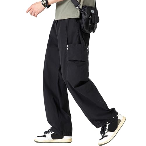 XYXIONGMAO Men's Grey Streetwear Sweatpants Techwear Cargo Pants Hip Hop Loose Multi Pocket Baggy Casual Tactical Pants